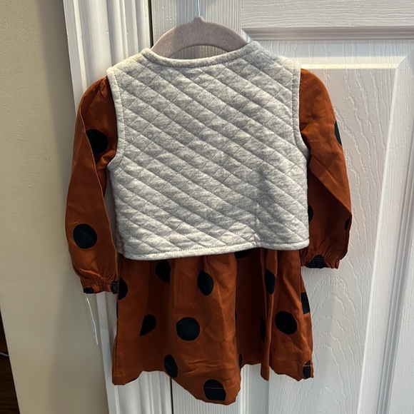 18month 2 brown dress  with black polka dots with a grey vest - new with tags - - Picture 4 of 9